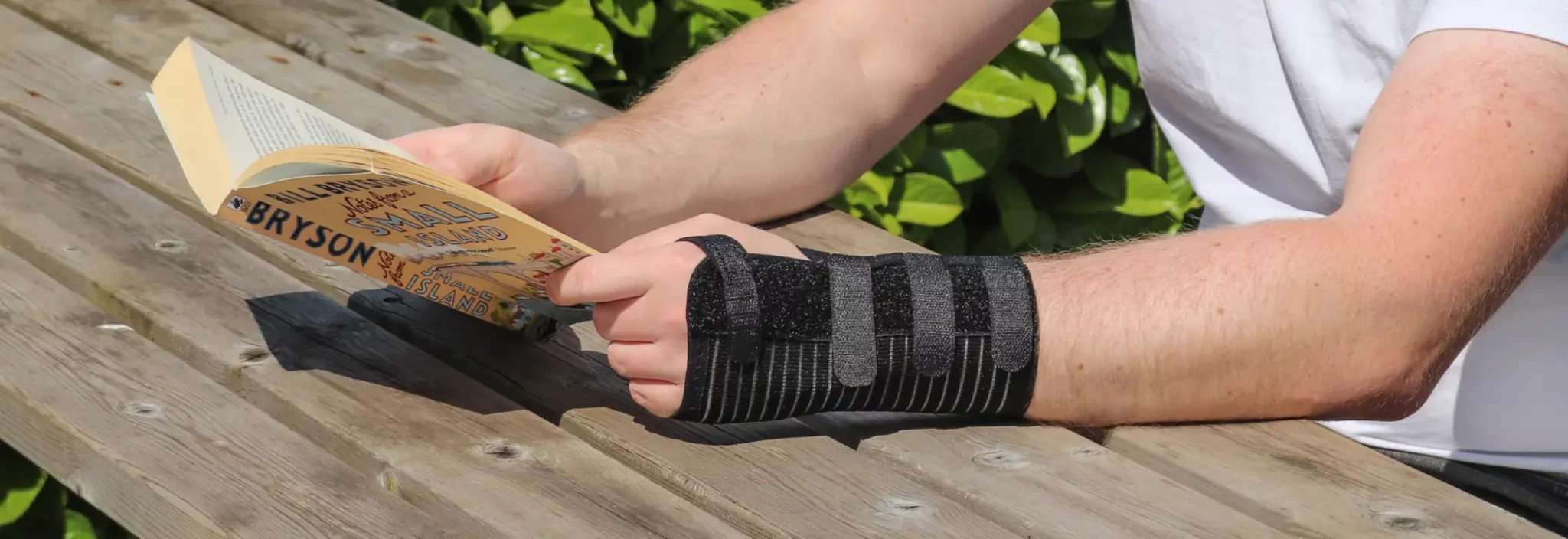 Image of a wrist and hand brace being used